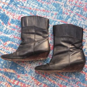 Frye Sam black leather mid calf boots size 9